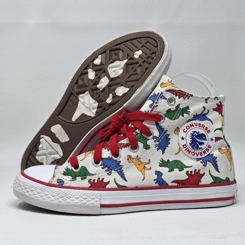 Converse Youth Junior Dinoverse Dinosaur Size 2 Sneaker CTAS Hi Top Shoe Preoned